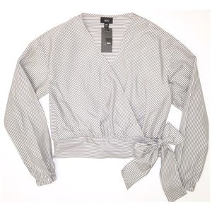 FINAL🚨DONATING SOON‼️ NWT Striped Bow-Tied Wrap Blouse